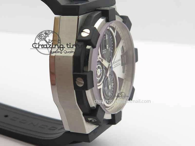C1 Chronograph SS H-Maker Black CF Dial On Black Rubber Strap A TravelReady 6408