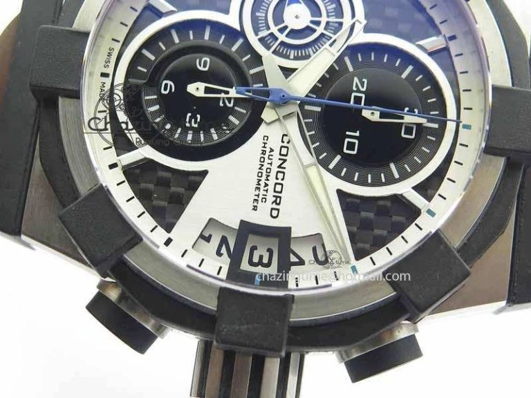 C1 Chronograph SS H-Maker Black CF Dial On Black Rubber Strap A TravelReady 6408