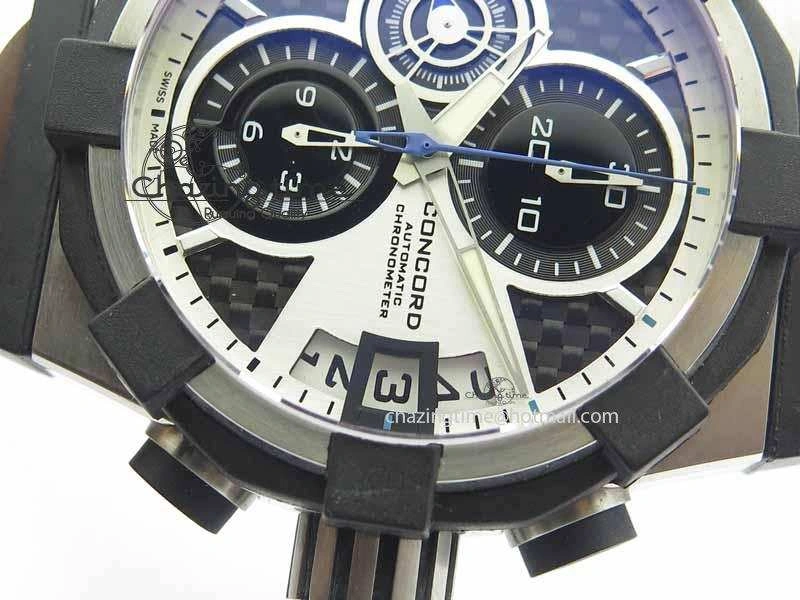 C1 Chronograph SS H-Maker Black CF Dial On Black Rubber Strap A TravelReady 6408