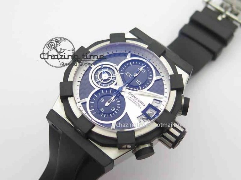 C1 Chronograph SS H-Maker Black CF Dial On Black Rubber Strap A TravelReady 6408