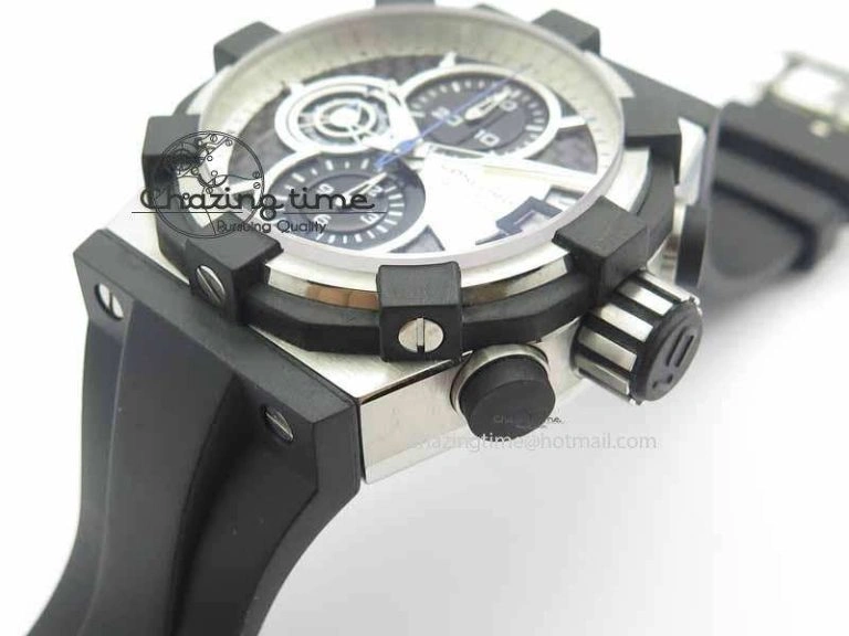 C1 Chronograph SS H-Maker Black CF Dial On Black Rubber Strap A TravelReady 6408