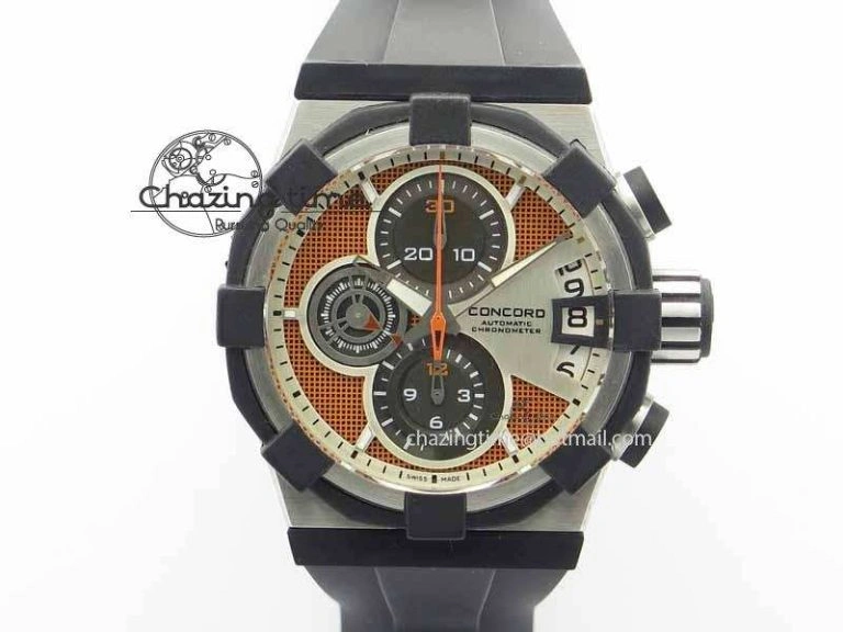 C1 Chronograph SS H-Maker Red CF Dial On Black Rubber Strap A Fashionable 6409
