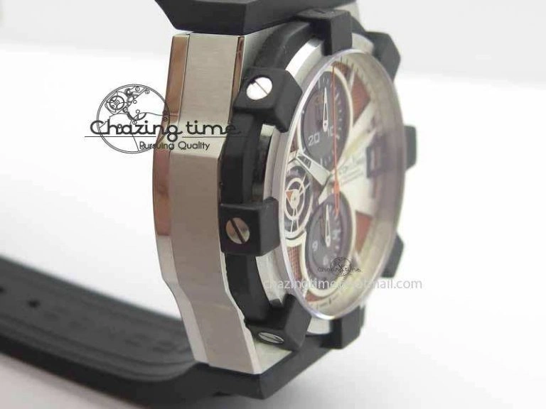 C1 Chronograph SS H-Maker Red CF Dial On Black Rubber Strap A Fashionable 6409