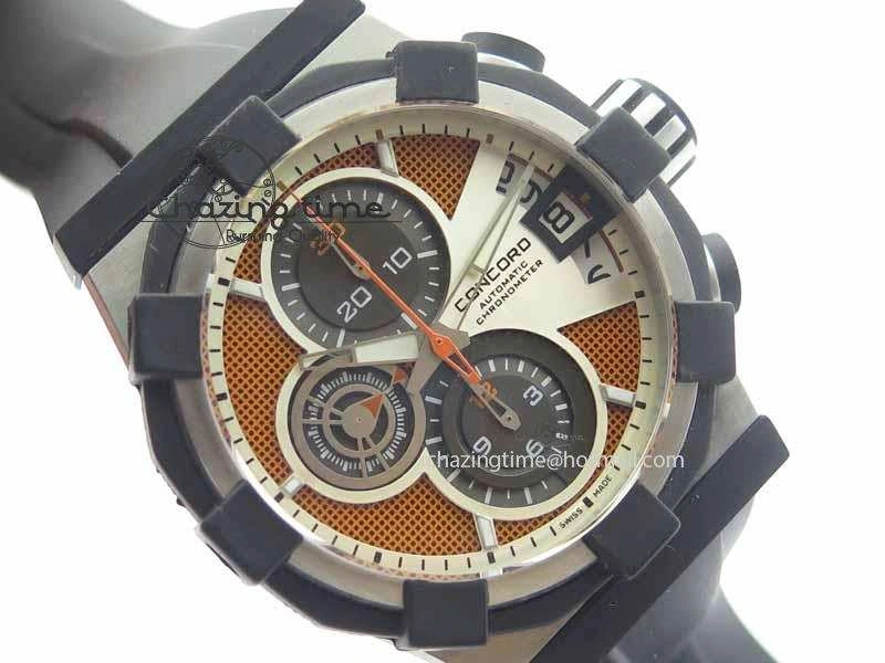 C1 Chronograph SS H-Maker Red CF Dial On Black Rubber Strap A Fashionable 6409