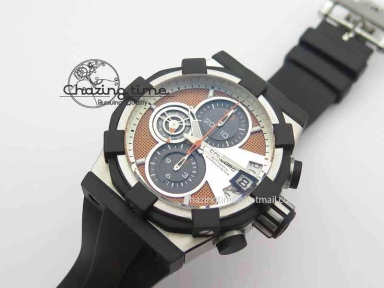 C1 Chronograph SS H-Maker Red CF Dial On Black Rubber Strap A Fashionable 6409
