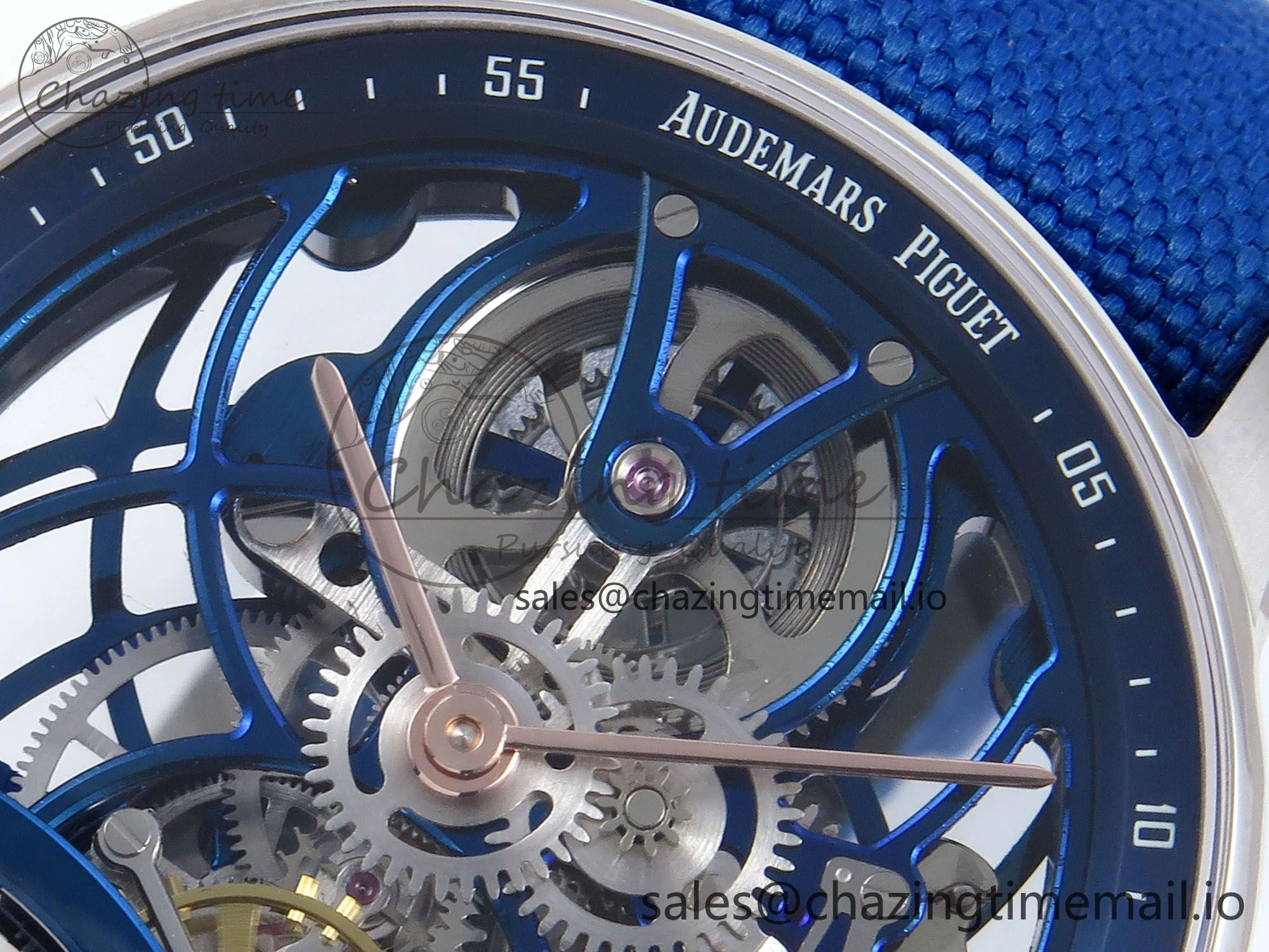 Efficient CODE 11.59 Tourbillon 26600 SS APPF Best Edition Blue Dial on Blue Nylon Strap A 4296