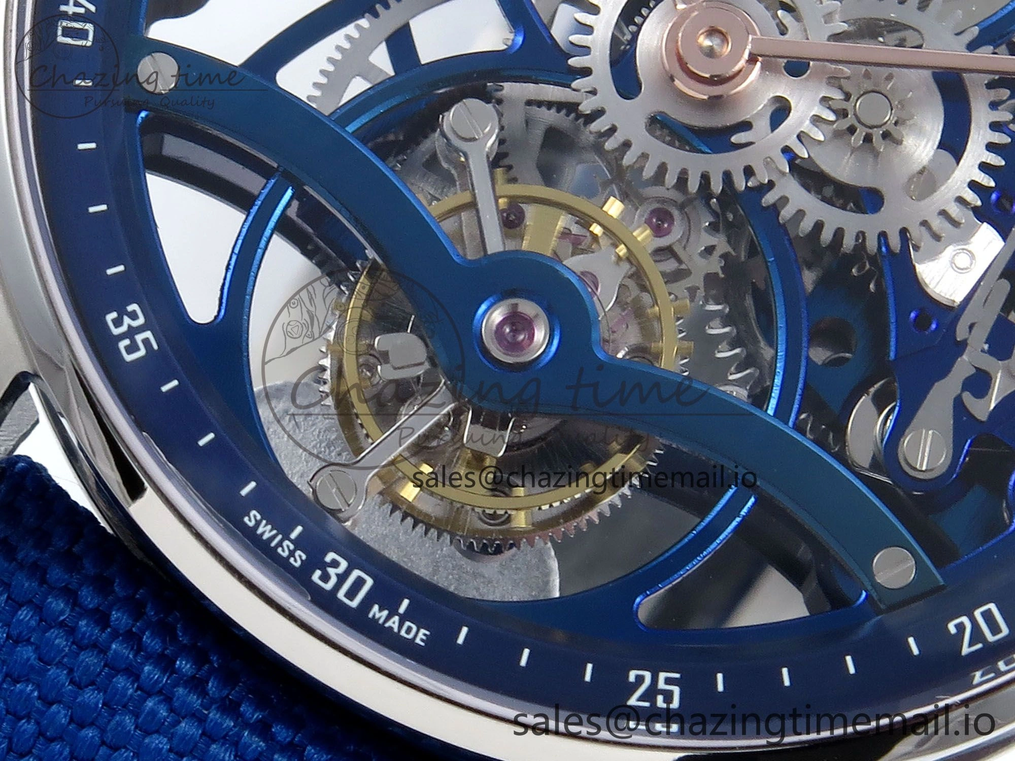 Efficient CODE 11.59 Tourbillon 26600 SS APPF Best Edition Blue Dial on Blue Nylon Strap A 4296