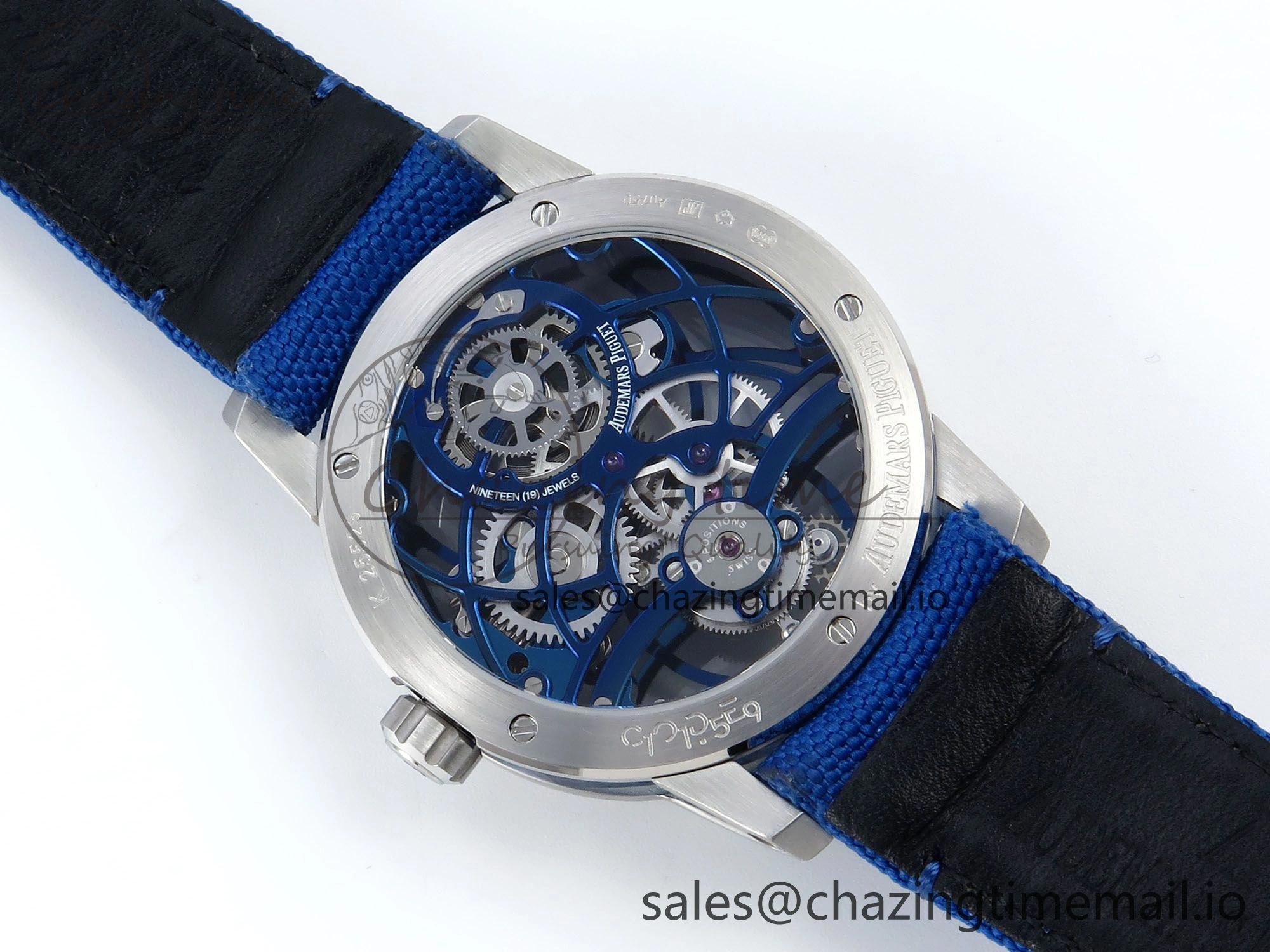 Efficient CODE 11.59 Tourbillon 26600 SS APPF Best Edition Blue Dial on Blue Nylon Strap A 4296