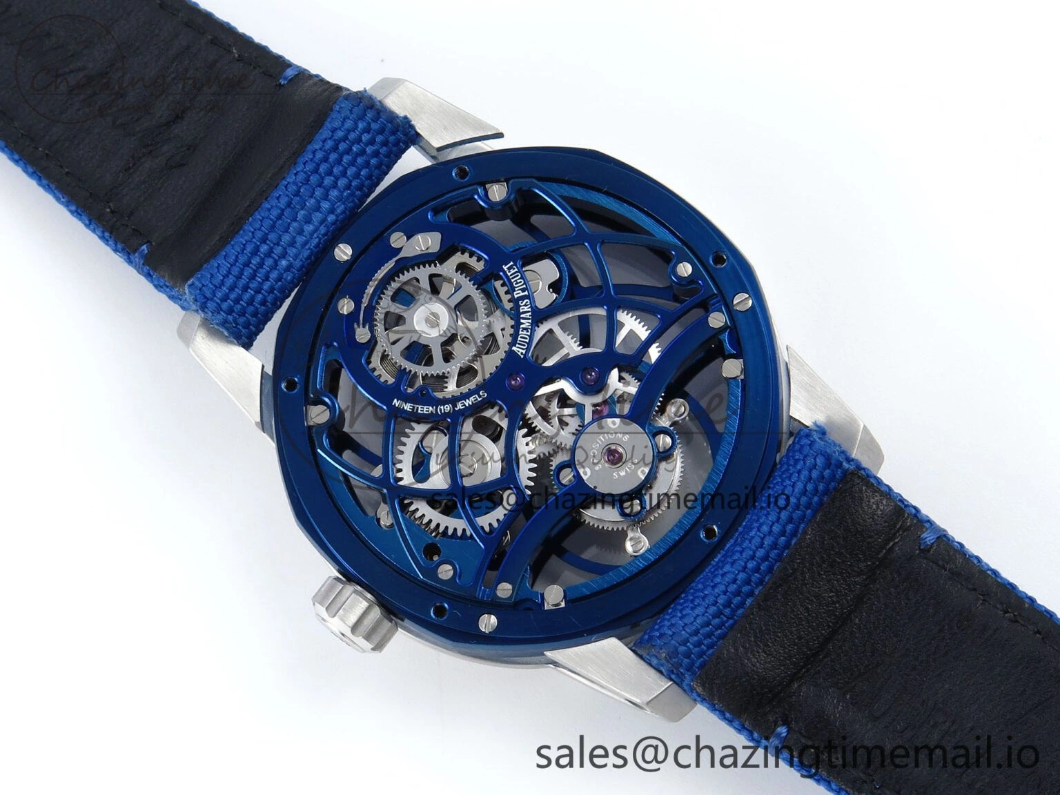 Efficient CODE 11.59 Tourbillon 26600 SS APPF Best Edition Blue Dial on Blue Nylon Strap A 4296