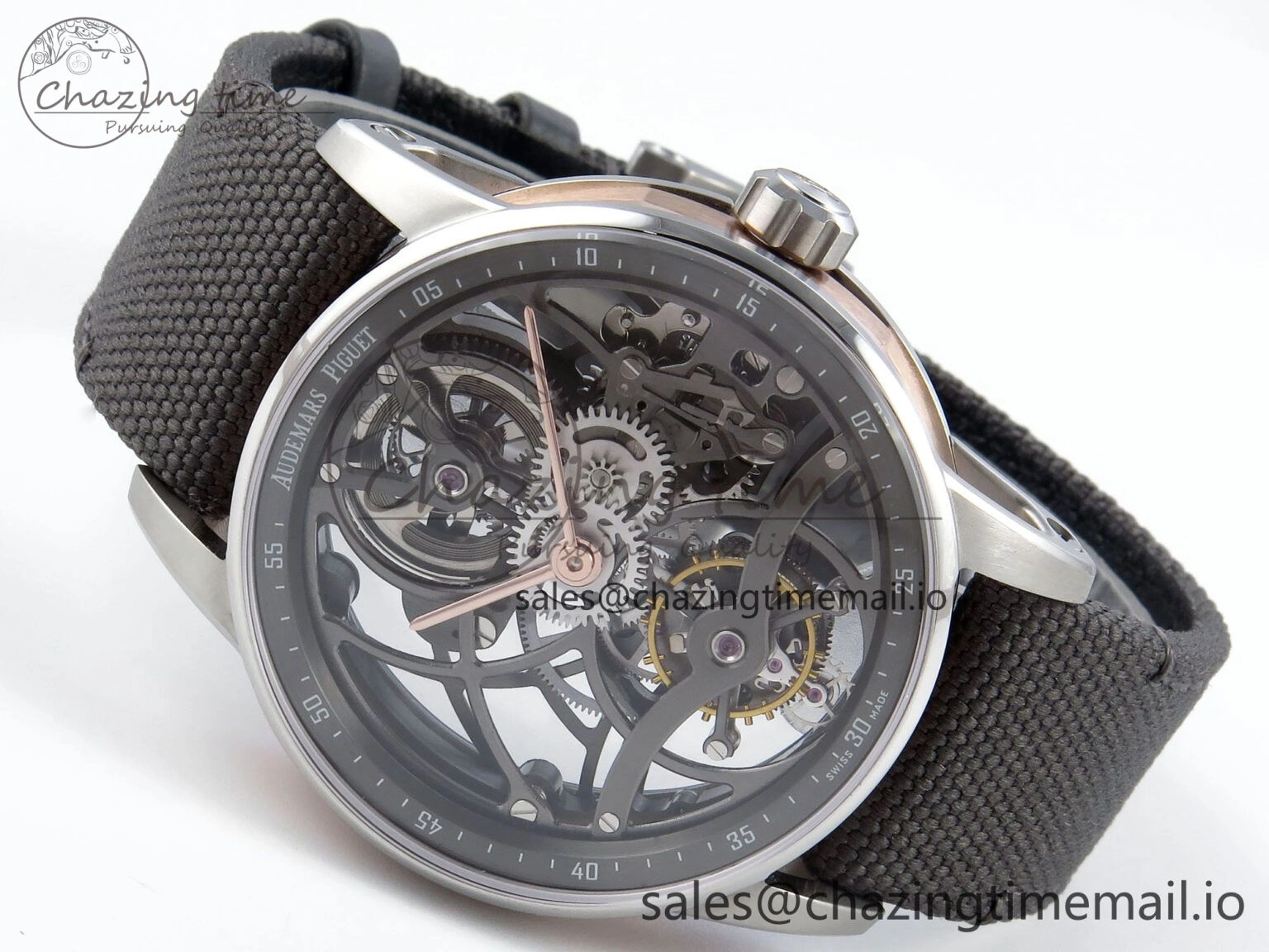 SmoothTexture CODE 11.59 Tourbillon 26600 SS APPF Best Edition Grey Dial on Grey Nylon Strap A 4302