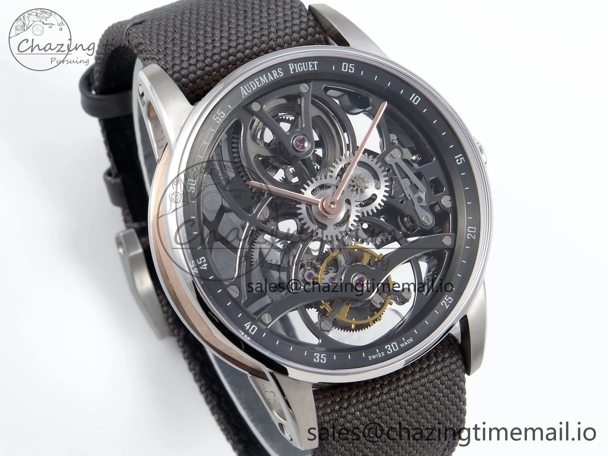 SmoothTexture CODE 11.59 Tourbillon 26600 SS APPF Best Edition Grey Dial on Grey Nylon Strap A 4302