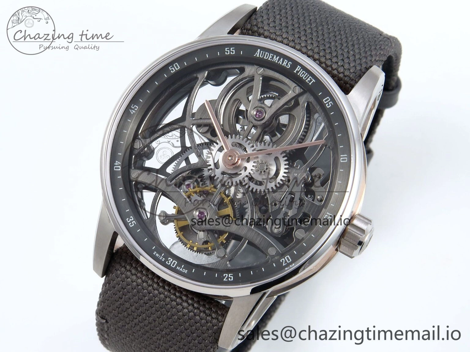 SmoothTexture CODE 11.59 Tourbillon 26600 SS APPF Best Edition Grey Dial on Grey Nylon Strap A 4302