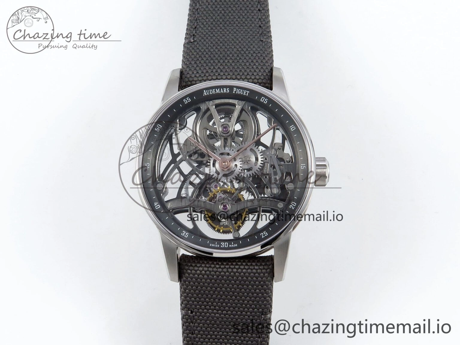 SmoothTexture CODE 11.59 Tourbillon 26600 SS APPF Best Edition Grey Dial on Grey Nylon Strap A 4302