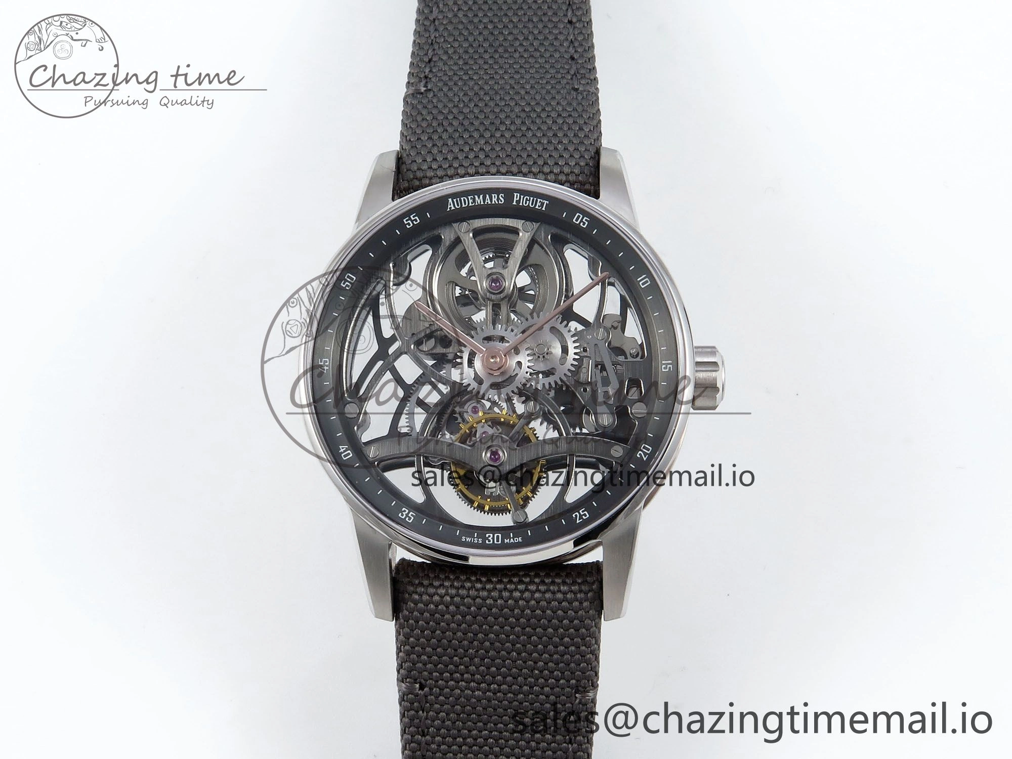 SmoothTexture CODE 11.59 Tourbillon 26600 SS APPF Best Edition Grey Dial on Grey Nylon Strap A 4302