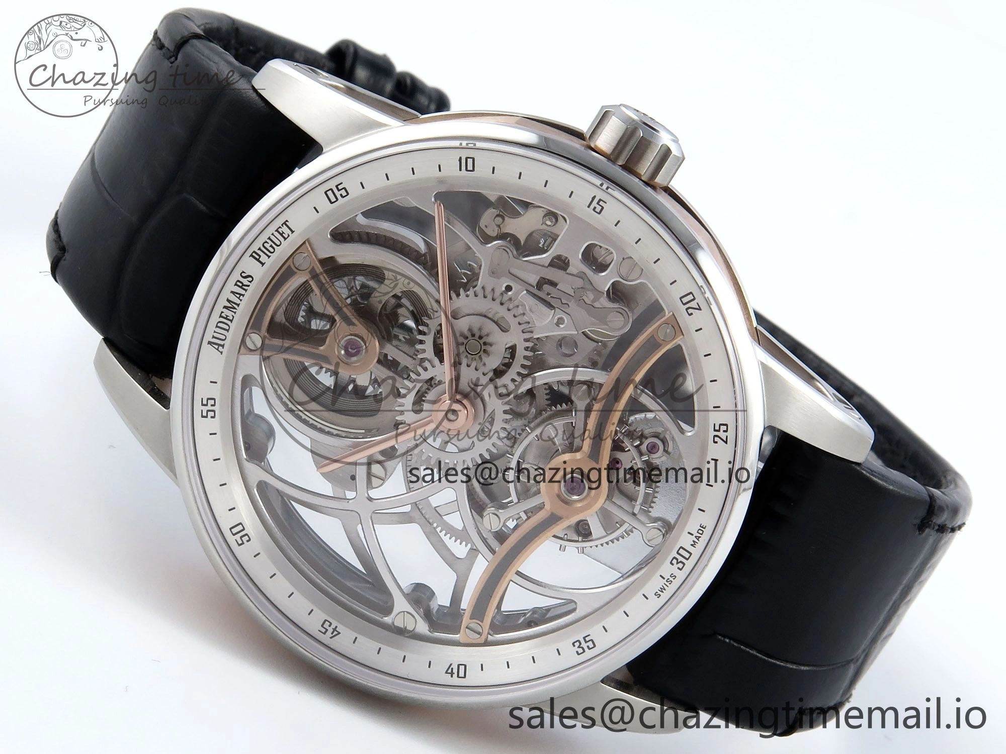 CODE 11.59 Tourbillon 26600 SS APPF Best Edition White Dial on Black Leather Strap A Fashionable 4301