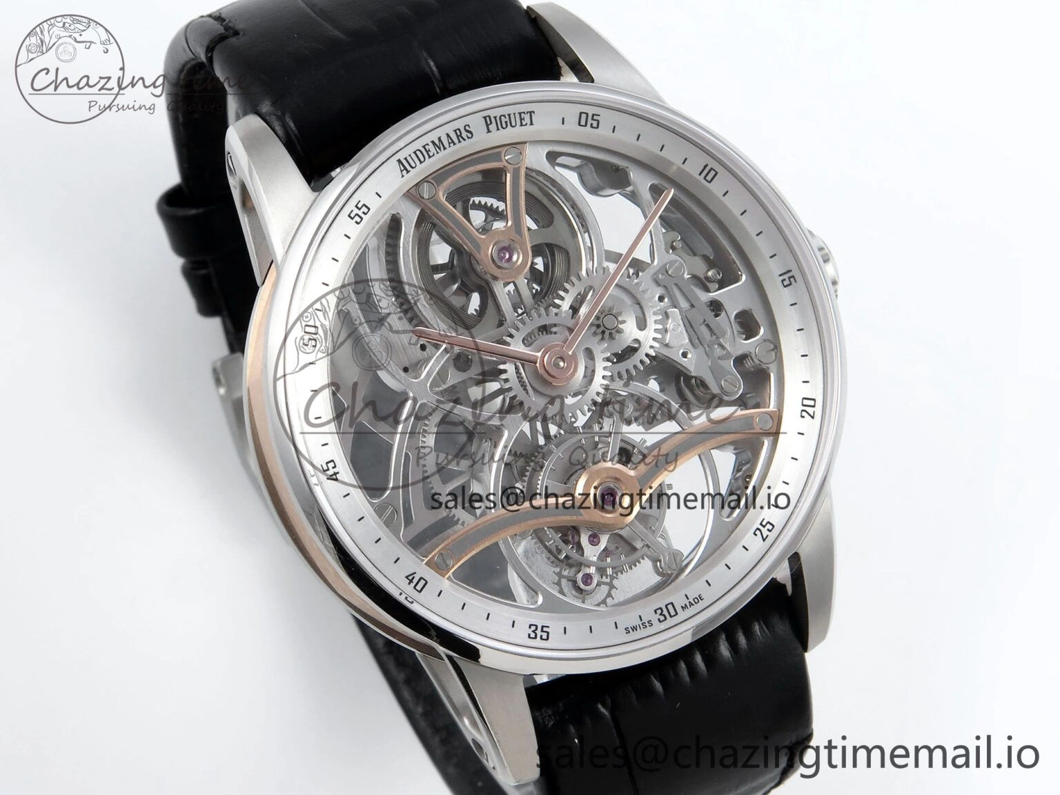 CODE 11.59 Tourbillon 26600 SS APPF Best Edition White Dial on Black Leather Strap A Fashionable 4301