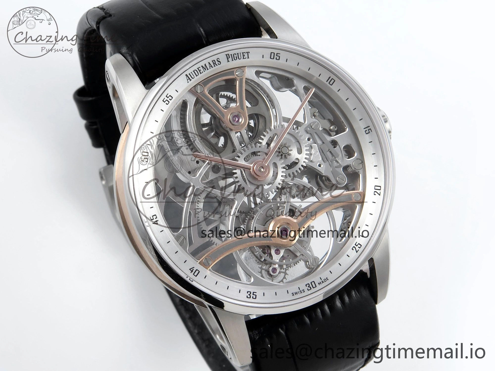 CODE 11.59 Tourbillon 26600 SS APPF Best Edition White Dial on Black Leather Strap A Fashionable 4301
