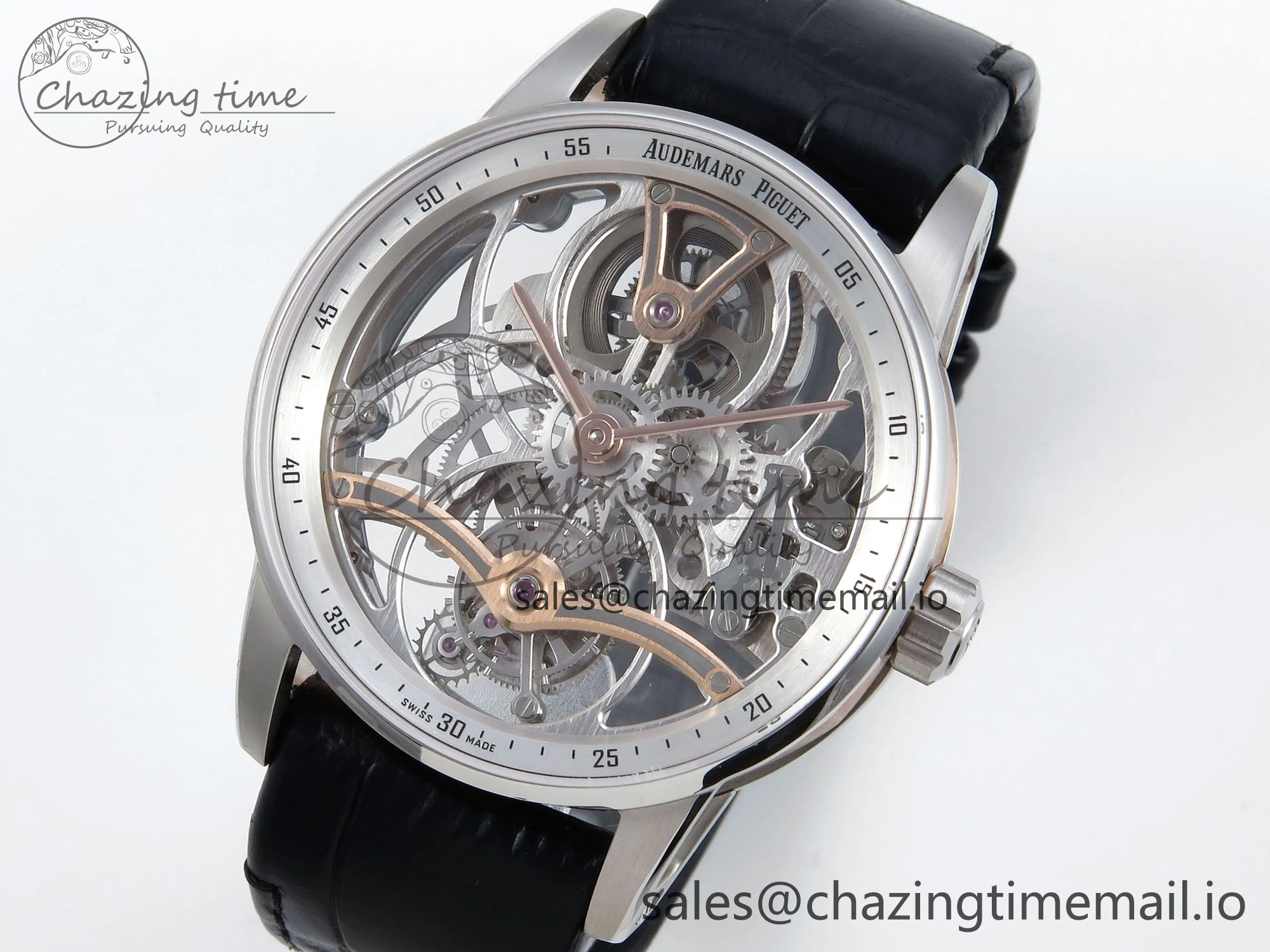 CODE 11.59 Tourbillon 26600 SS APPF Best Edition White Dial on Black Leather Strap A Fashionable 4301