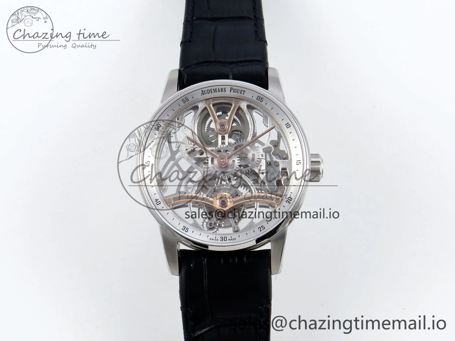 CODE 11.59 Tourbillon 26600 SS APPF Best Edition White Dial on Black Leather Strap A Fashionable 4301