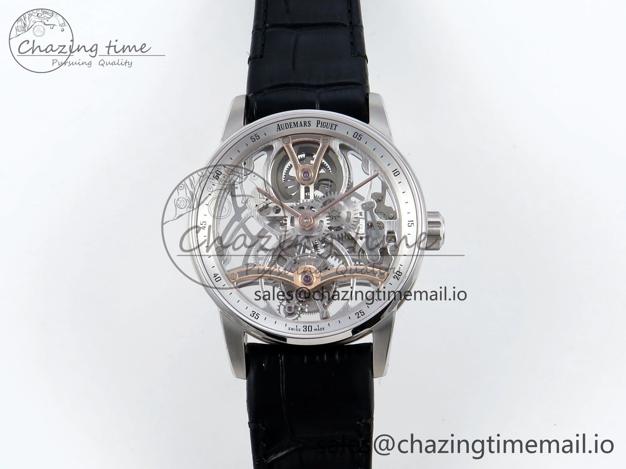 CODE 11.59 Tourbillon 26600 SS APPF Best Edition White Dial on Black Leather Strap A Fashionable 4301