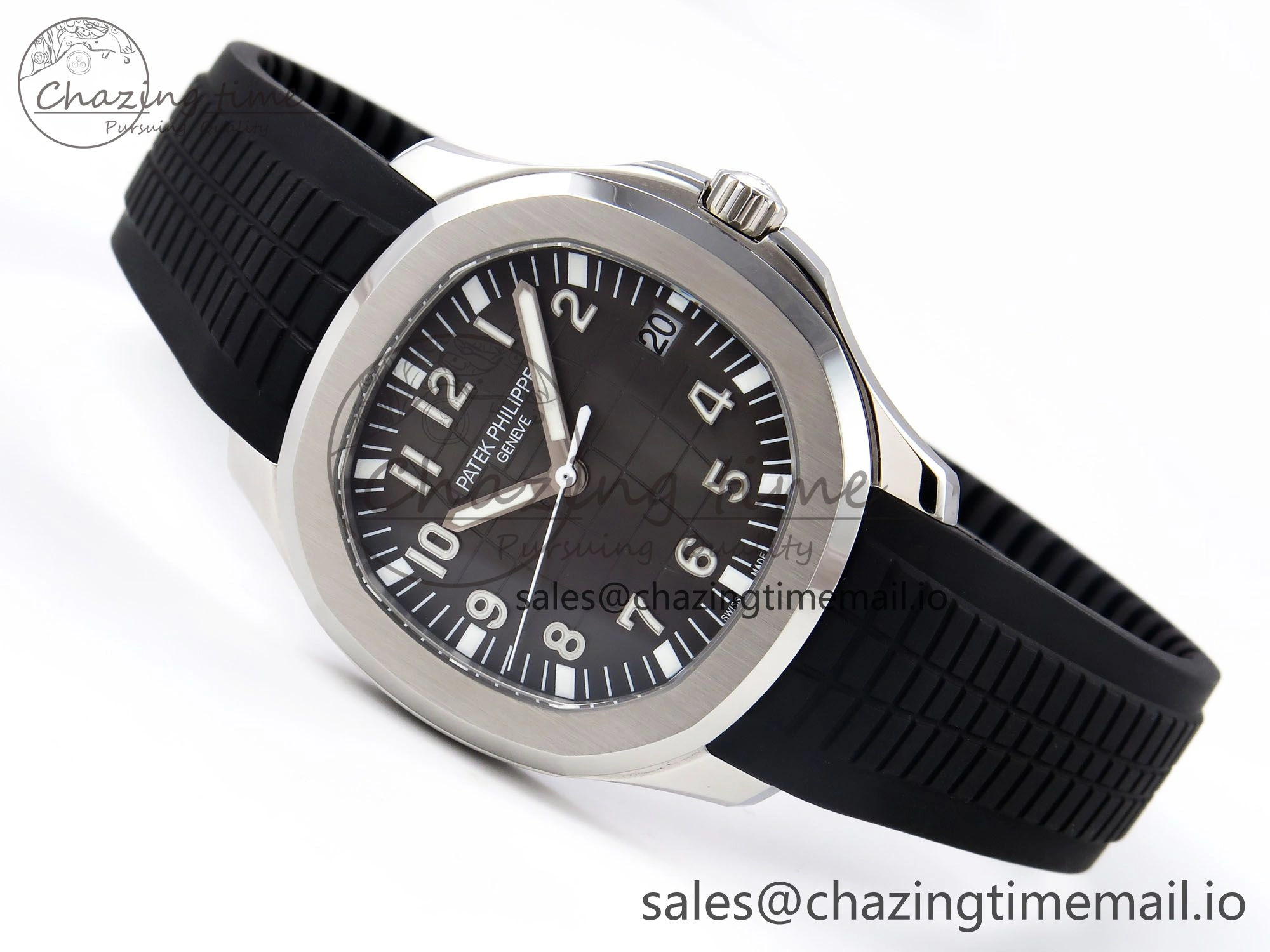 Original CUSTOM MODDED AQUANAUT 5167A SWF 1:1 Edition Gray Dial On Black Rubber Strap VSV324 Super Clone 10847