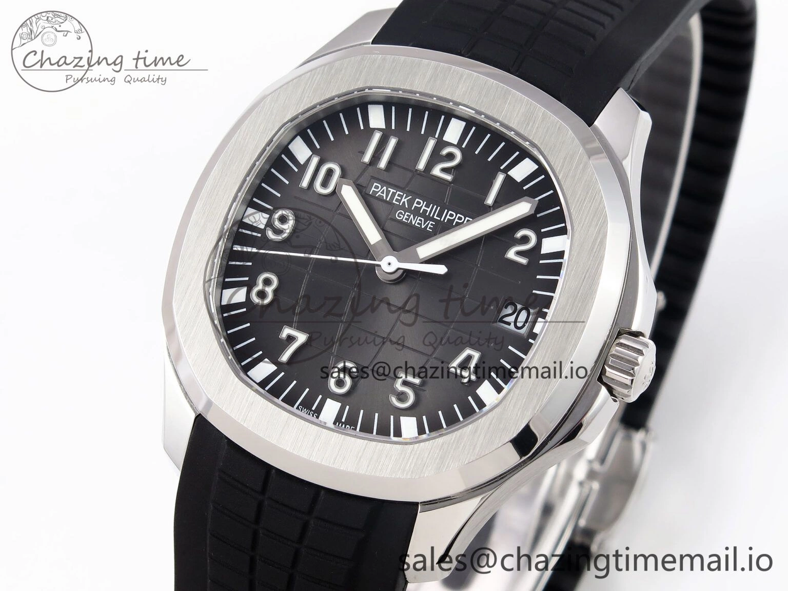 Original CUSTOM MODDED AQUANAUT 5167A SWF 1:1 Edition Gray Dial On Black Rubber Strap VSV324 Super Clone 10847