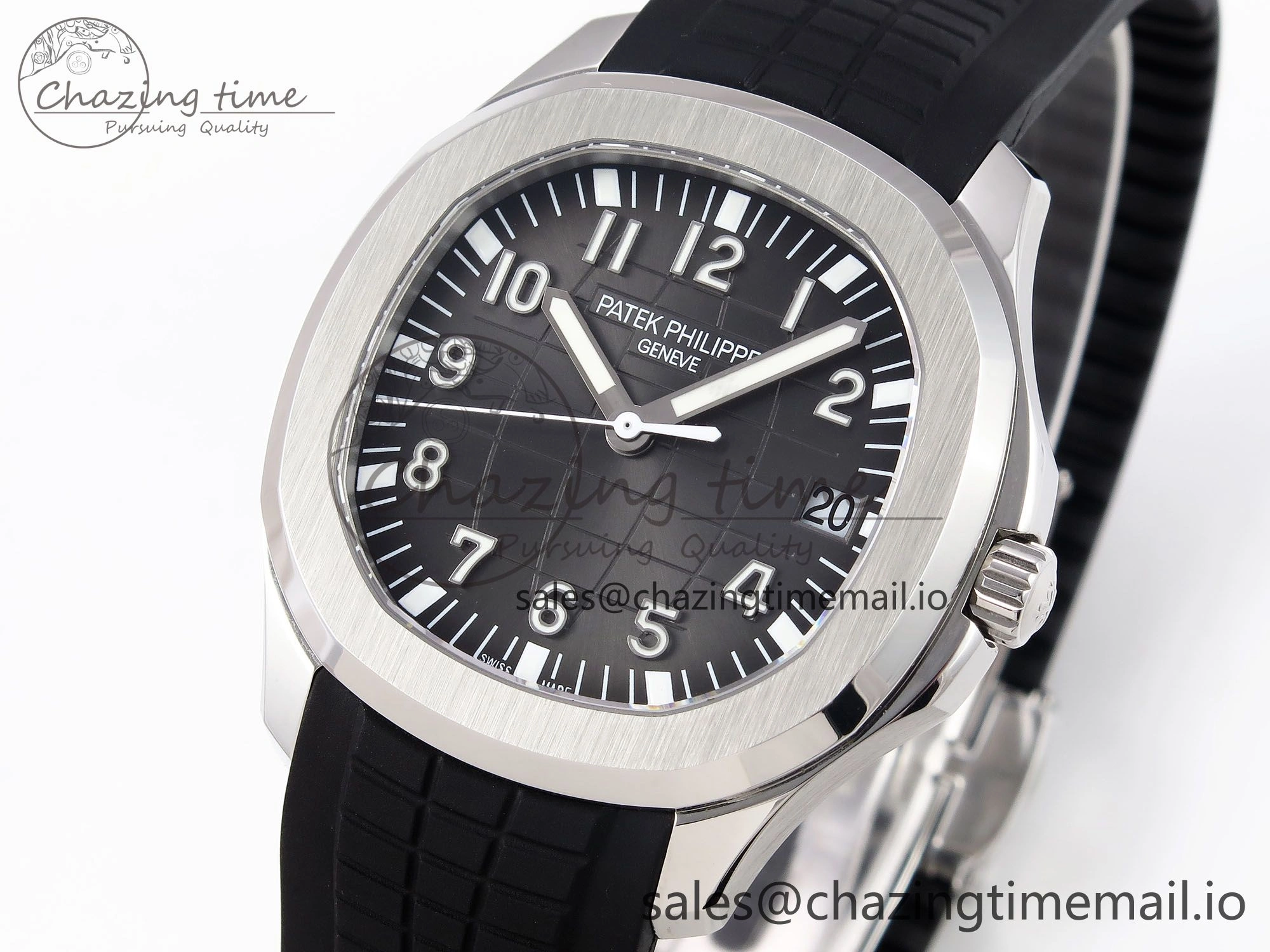 Original CUSTOM MODDED AQUANAUT 5167A SWF 1:1 Edition Gray Dial On Black Rubber Strap VSV324 Super Clone 10847
