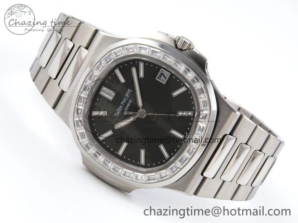 Modern CUSTOM MODDED NAUTILUS 5711 1300A-001 SWF 1:1 Edition Diamond Bezel Green Dial On SS Bracelet PPM324 Super Clone 10852