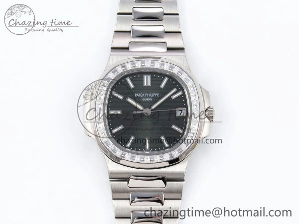 Modern CUSTOM MODDED NAUTILUS 5711 1300A-001 SWF 1:1 Edition Diamond Bezel Green Dial On SS Bracelet PPM324 Super Clone 10852