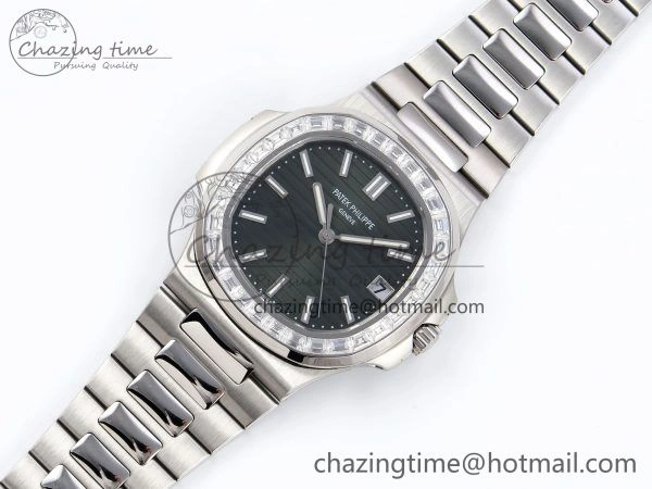 Modern CUSTOM MODDED NAUTILUS 5711 1300A-001 SWF 1:1 Edition Diamond Bezel Green Dial On SS Bracelet PPM324 Super Clone 10852