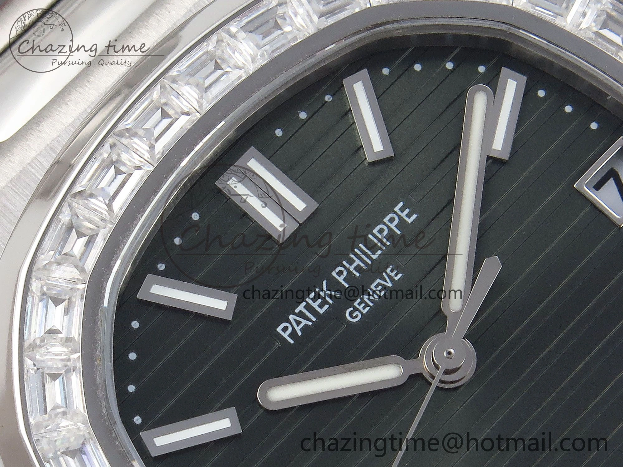 Modern CUSTOM MODDED NAUTILUS 5711 1300A-001 SWF 1:1 Edition Diamond Bezel Green Dial On SS Bracelet PPM324 Super Clone 10852