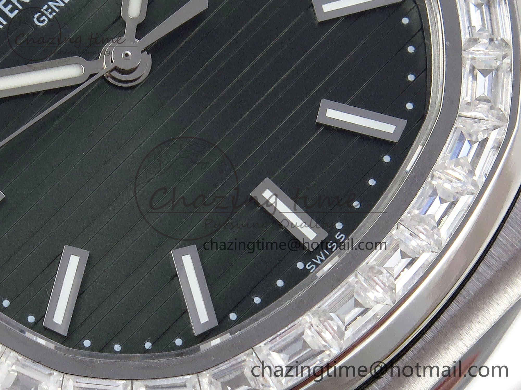 Modern CUSTOM MODDED NAUTILUS 5711 1300A-001 SWF 1:1 Edition Diamond Bezel Green Dial On SS Bracelet PPM324 Super Clone 10852