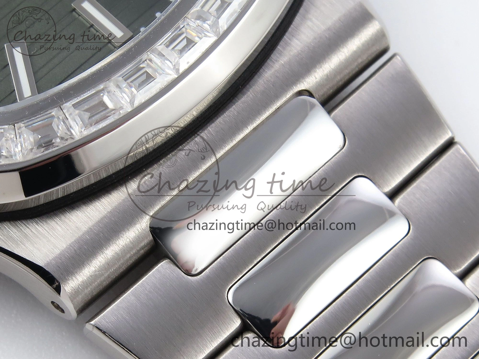Modern CUSTOM MODDED NAUTILUS 5711 1300A-001 SWF 1:1 Edition Diamond Bezel Green Dial On SS Bracelet PPM324 Super Clone 10852