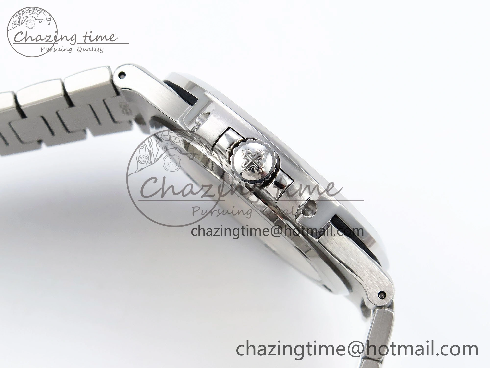 TravelReady CUSTOM MODDED NAUTILUS 5711 1A SS SWF 1:1 BEST EDITION BLUE DIAL ON SS BRACELET VSV Engravings 10855