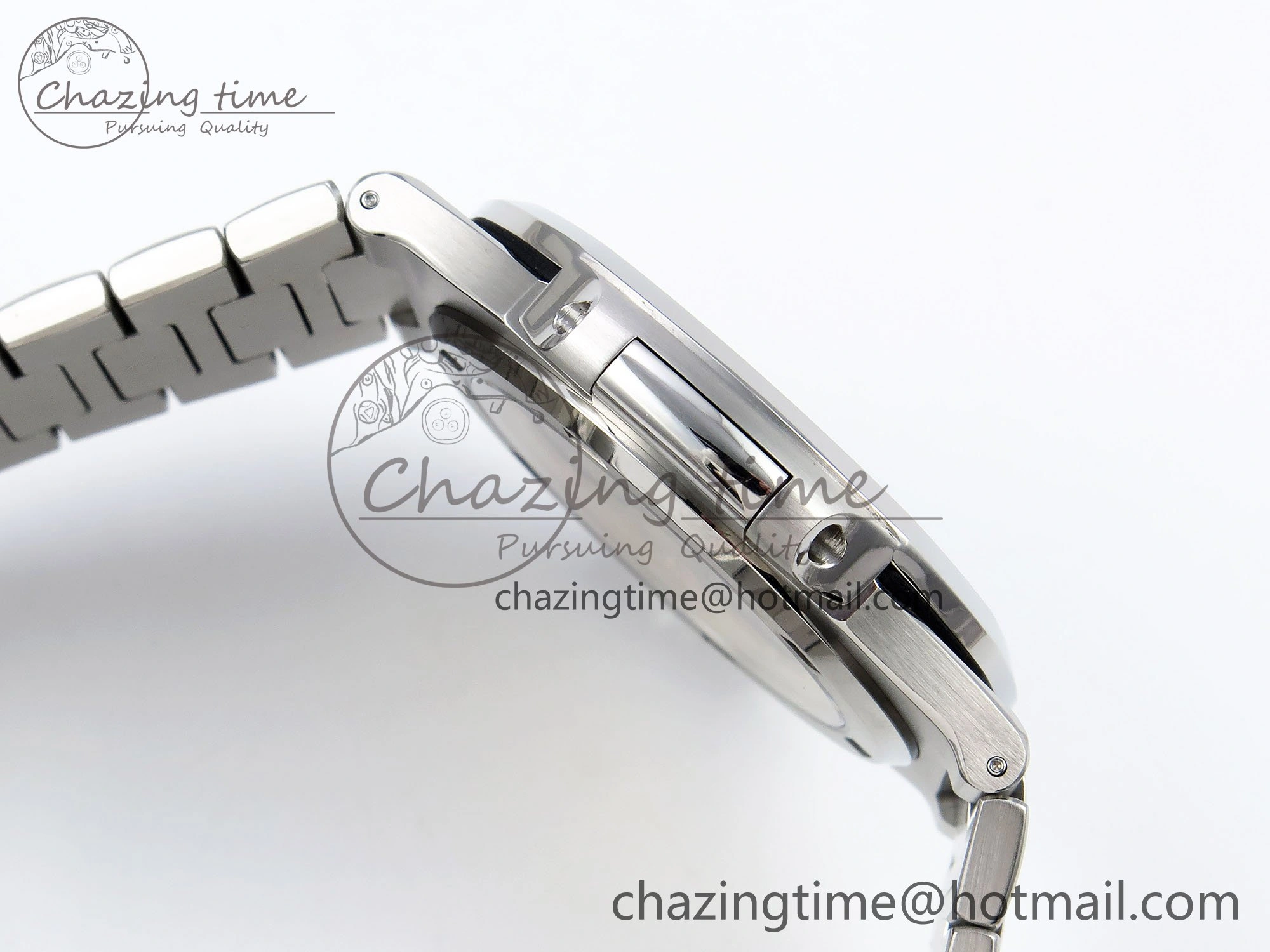 TravelReady CUSTOM MODDED NAUTILUS 5711 1A SS SWF 1:1 BEST EDITION BLUE DIAL ON SS BRACELET VSV Engravings 10855