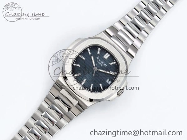 TravelReady CUSTOM MODDED NAUTILUS 5711 1A SS SWF 1:1 BEST EDITION BLUE DIAL ON SS BRACELET VSV Engravings 10855