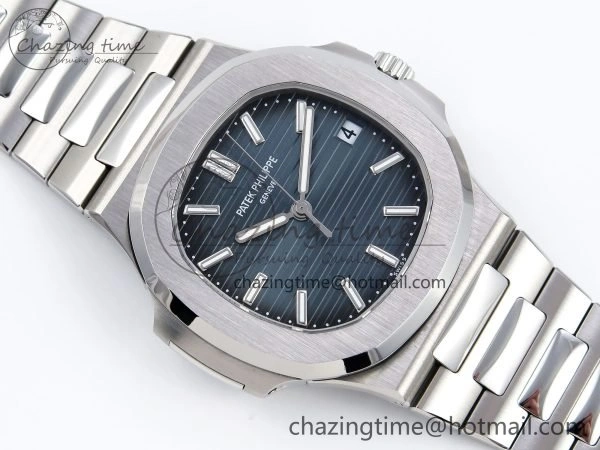 TravelReady CUSTOM MODDED NAUTILUS 5711 1A SS SWF 1:1 BEST EDITION BLUE DIAL ON SS BRACELET VSV Engravings 10855