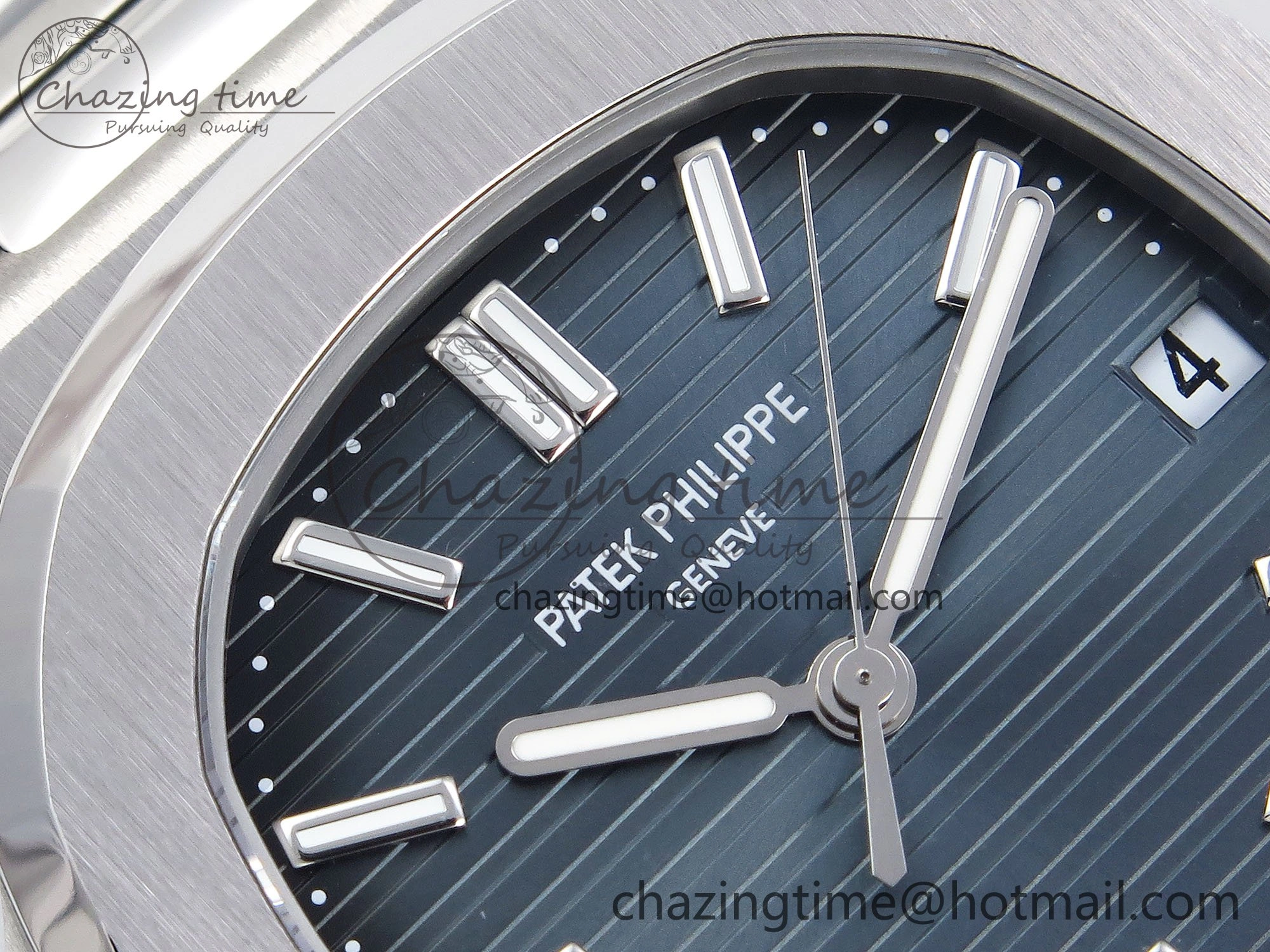 TravelReady CUSTOM MODDED NAUTILUS 5711 1A SS SWF 1:1 BEST EDITION BLUE DIAL ON SS BRACELET VSV Engravings 10855