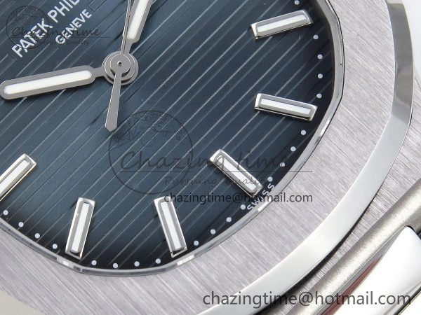 TravelReady CUSTOM MODDED NAUTILUS 5711 1A SS SWF 1:1 BEST EDITION BLUE DIAL ON SS BRACELET VSV Engravings 10855