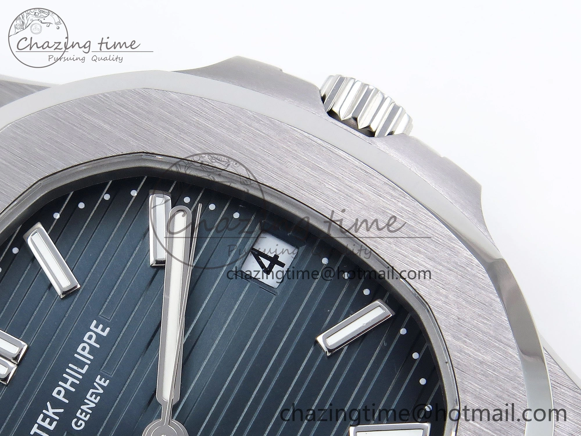 TravelReady CUSTOM MODDED NAUTILUS 5711 1A SS SWF 1:1 BEST EDITION BLUE DIAL ON SS BRACELET VSV Engravings 10855