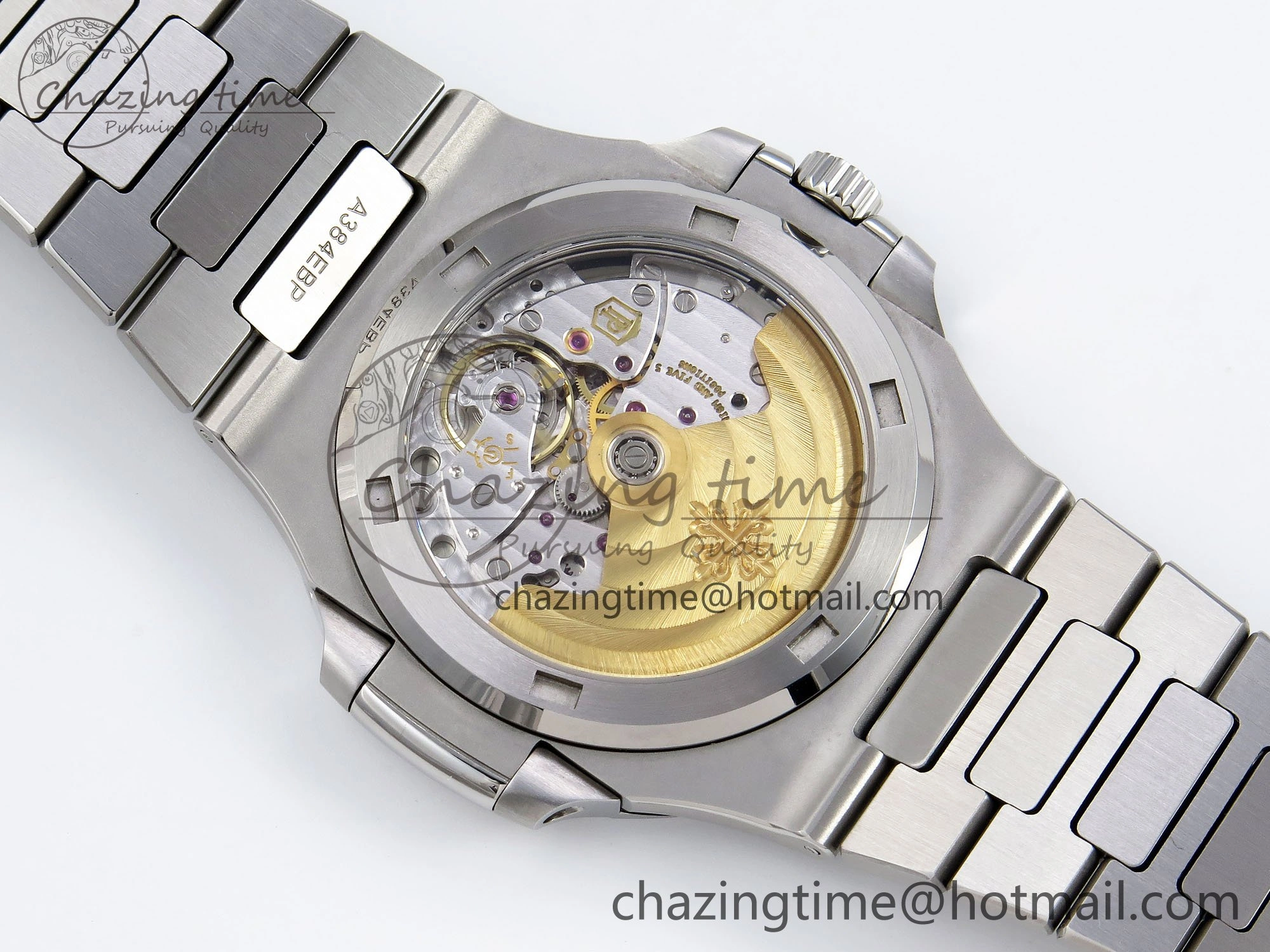 TravelReady CUSTOM MODDED NAUTILUS 5711 1A SS SWF 1:1 BEST EDITION BLUE DIAL ON SS BRACELET VSV Engravings 10855