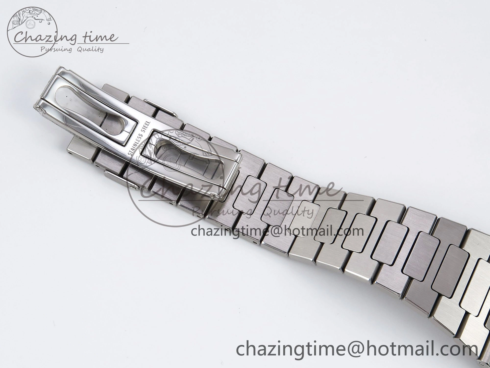 TravelReady CUSTOM MODDED NAUTILUS 5711 1A SS SWF 1:1 BEST EDITION BLUE DIAL ON SS BRACELET VSV Engravings 10855