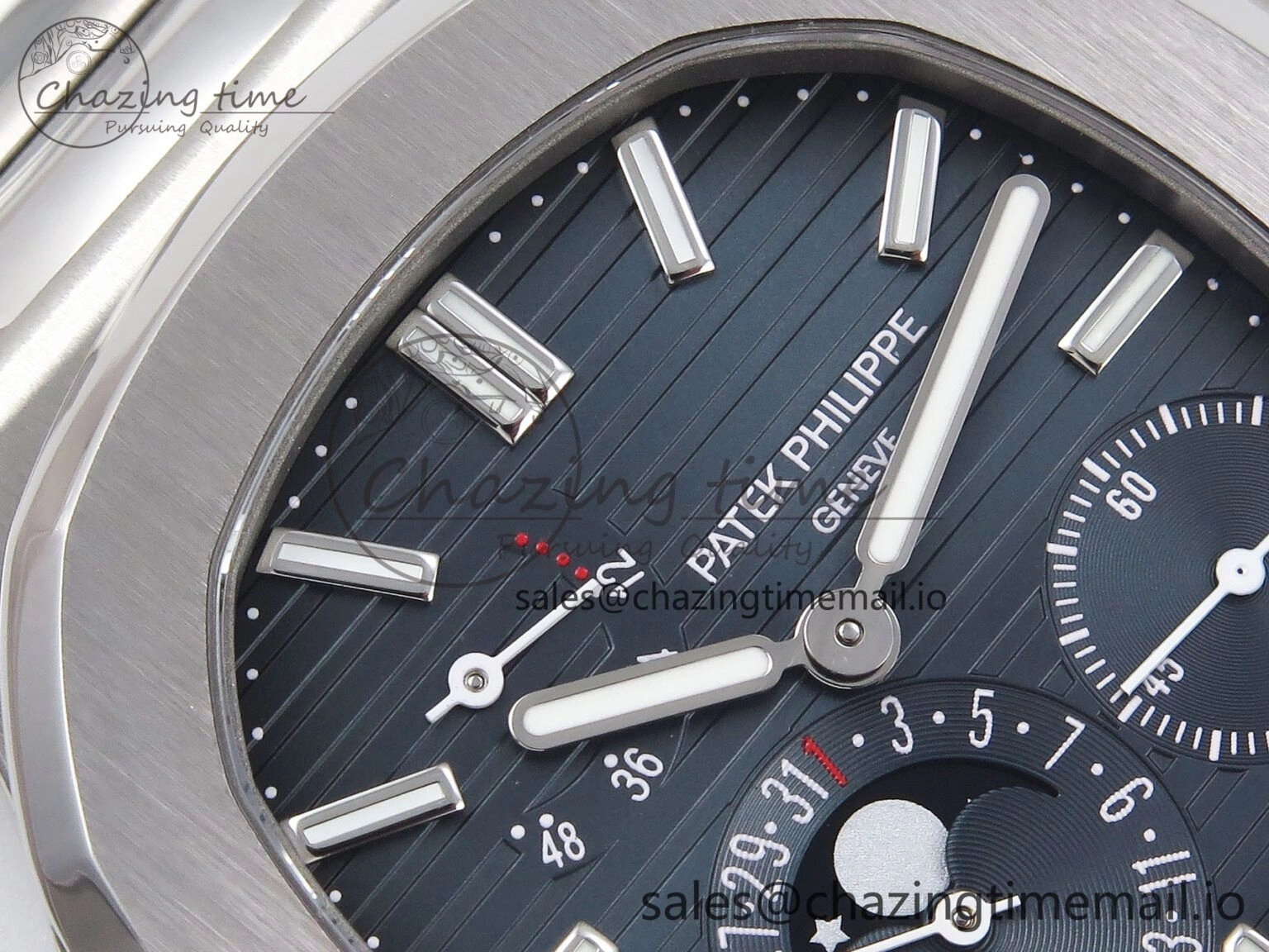 CUSTOM MODDED NAUTILUS 5712 SS SWF 1:1 BEST EDITION BLUE DIAL ON SS BRACELET A240 ( VSV Engravings，New Folding Clasp ) V AllSeason 8676