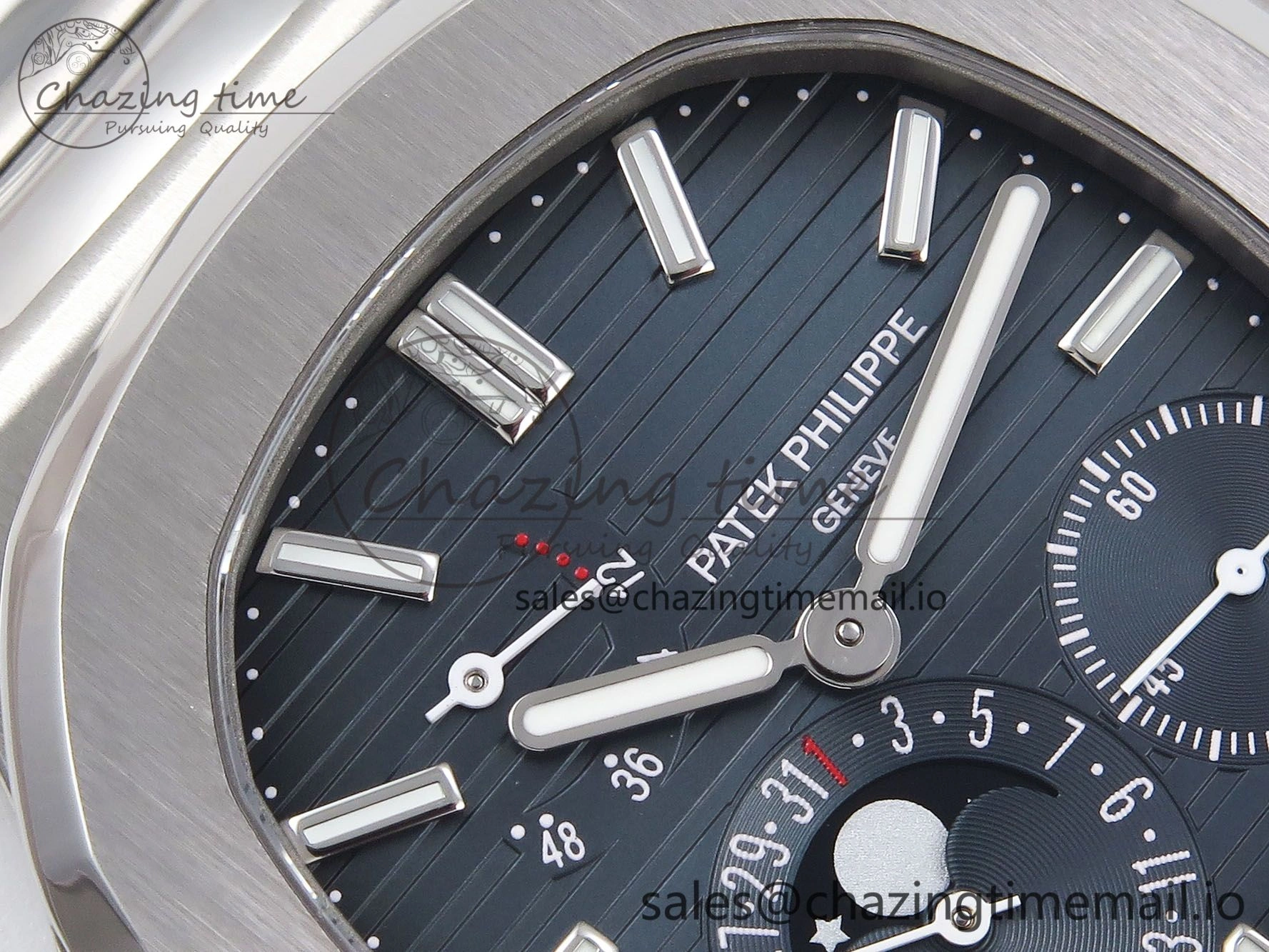 CUSTOM MODDED NAUTILUS 5712 SS SWF 1:1 BEST EDITION BLUE DIAL ON SS BRACELET A240 ( VSV Engravings，New Folding Clasp ) V AllSeason 8676