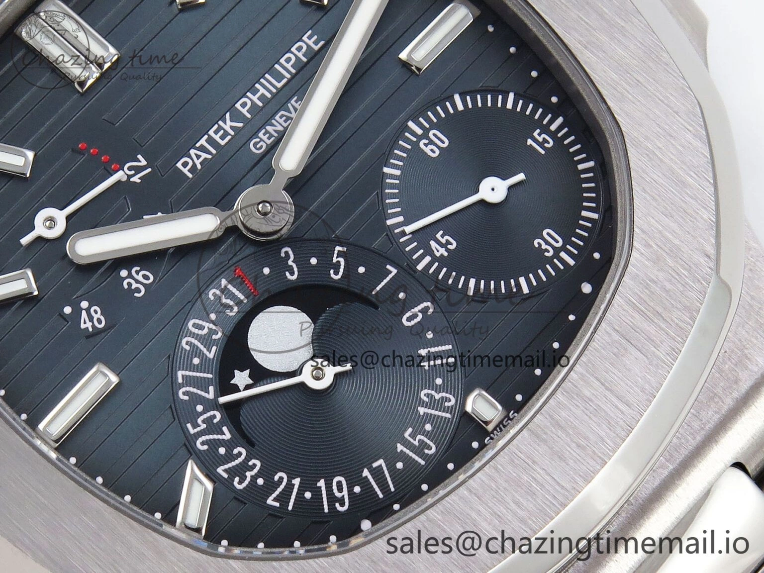 CUSTOM MODDED NAUTILUS 5712 SS SWF 1:1 BEST EDITION BLUE DIAL ON SS BRACELET A240 ( VSV Engravings，New Folding Clasp ) V AllSeason 8676