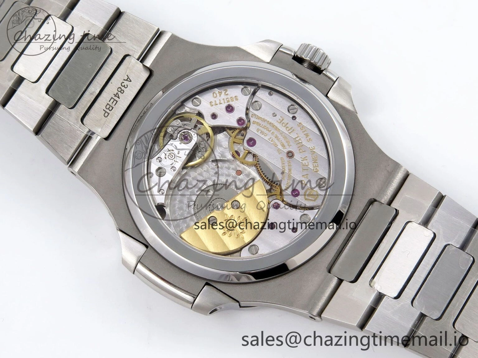 CUSTOM MODDED NAUTILUS 5712 SS SWF 1:1 BEST EDITION BLUE DIAL ON SS BRACELET A240 ( VSV Engravings，New Folding Clasp ) V AllSeason 8676