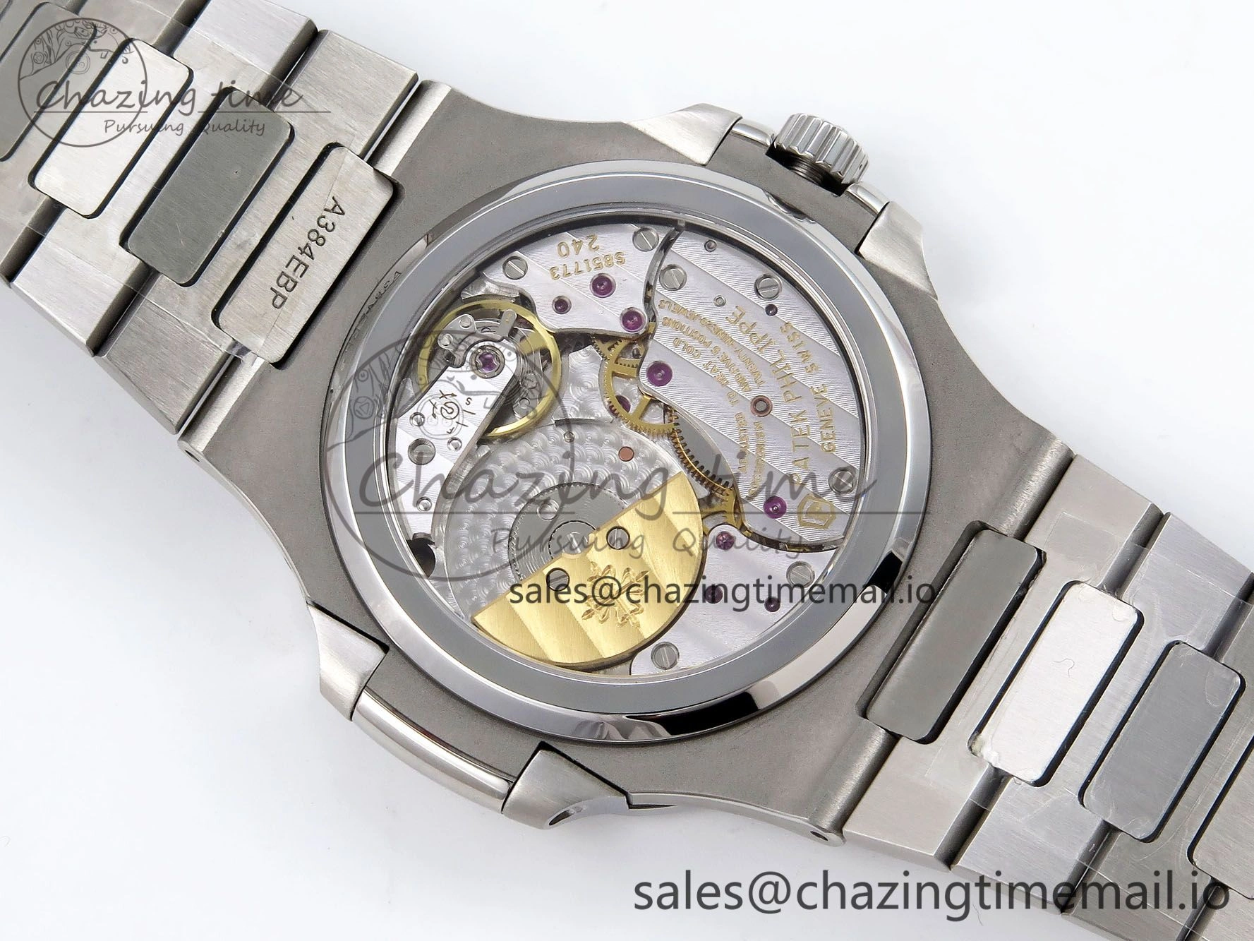 CUSTOM MODDED NAUTILUS 5712 SS SWF 1:1 BEST EDITION BLUE DIAL ON SS BRACELET A240 ( VSV Engravings，New Folding Clasp ) V AllSeason 8676