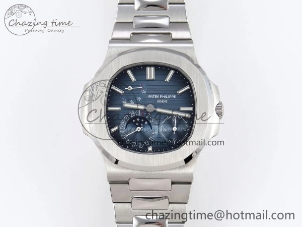 CUSTOM MODDED NAUTILUS 5712 SS VSV 1:1 BEST EDITION BLUE DIAL ON SS BRACELET A240 SUPER CLONE V3 (New Folding Clasp) Premium 8673