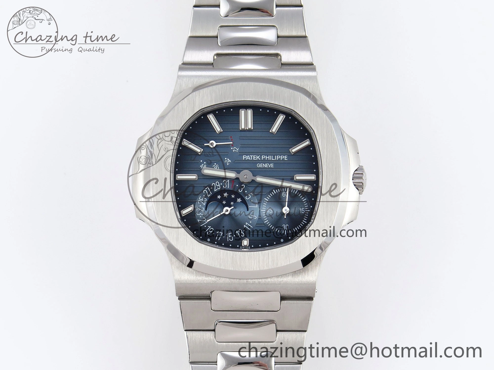 CUSTOM MODDED NAUTILUS 5712 SS VSV 1:1 BEST EDITION BLUE DIAL ON SS BRACELET A240 SUPER CLONE V3 (New Folding Clasp) Soft 10844