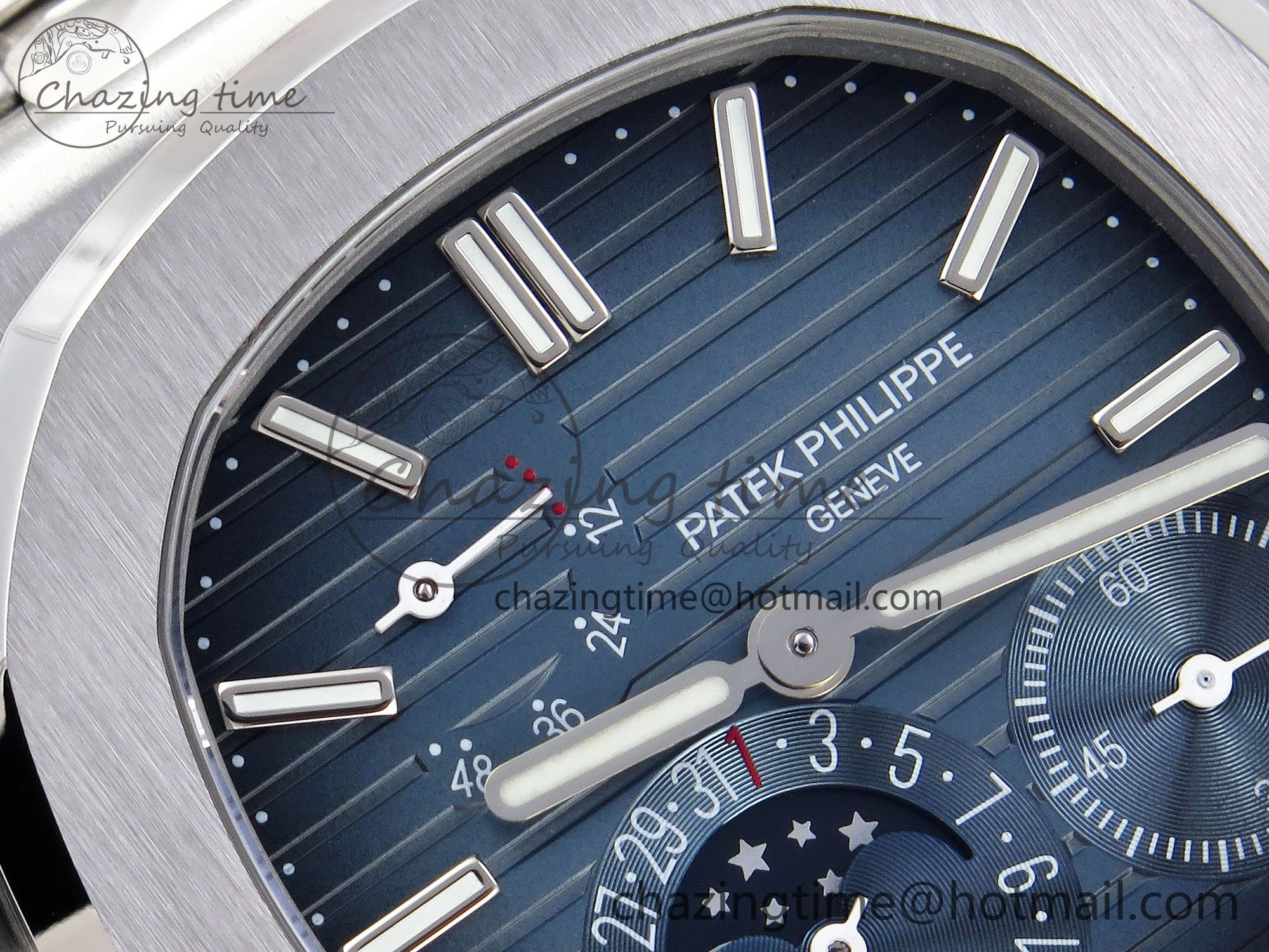 CUSTOM MODDED NAUTILUS 5712 SS VSV 1:1 BEST EDITION BLUE DIAL ON SS BRACELET A240 SUPER CLONE V3 (New Folding Clasp) Soft 10844